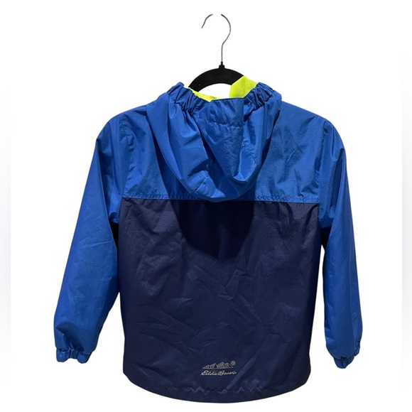 Eddie Bauer Boys Blue and Green Raincoat full zip with Hood Size S (7/8) - Picture 7 of 16
